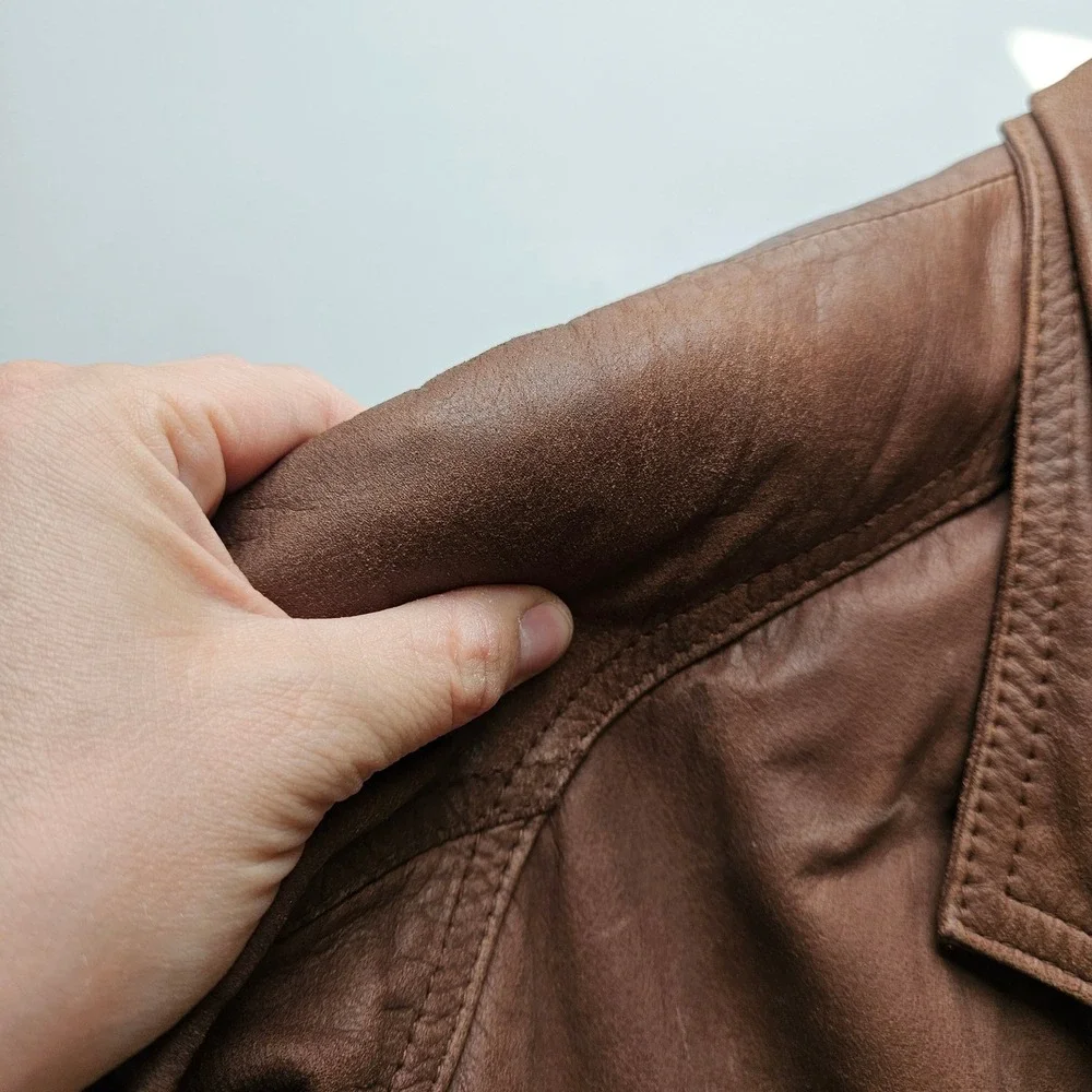 Vintage Wilsons Leather Bomber Jacket Medium Brown 90s Aviator Aventure Bound